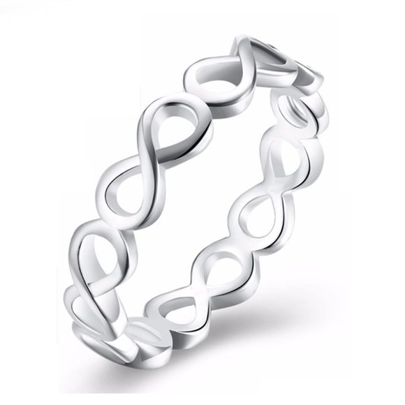 "Classic Design 925 Silver Plated Infinity Band Ring, FB16FA1143 - Picture 1 of 5